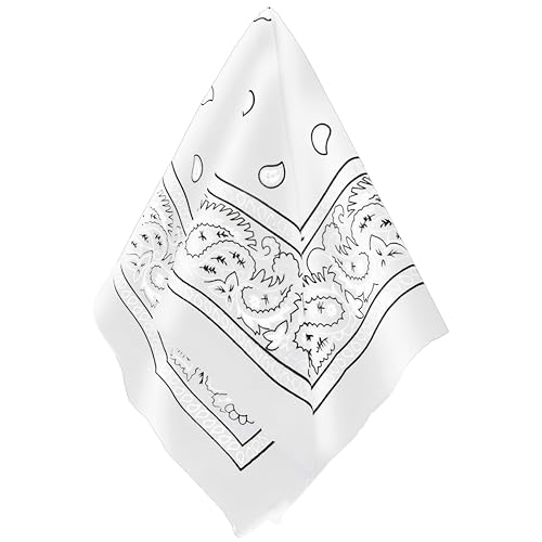 Amscan Classic White Paisley Bandana - 20" x 20" (1 Count) - Perfect for Outdoor Activities, Fashion Accessory, and DIY Projects - Image 1