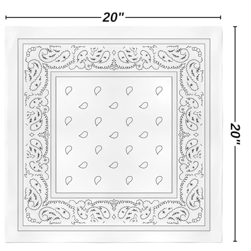 Amscan Classic White Paisley Bandana - 20" x 20" (1 Count) - Perfect for Outdoor Activities, Fashion Accessory, and DIY Projects - Image 3