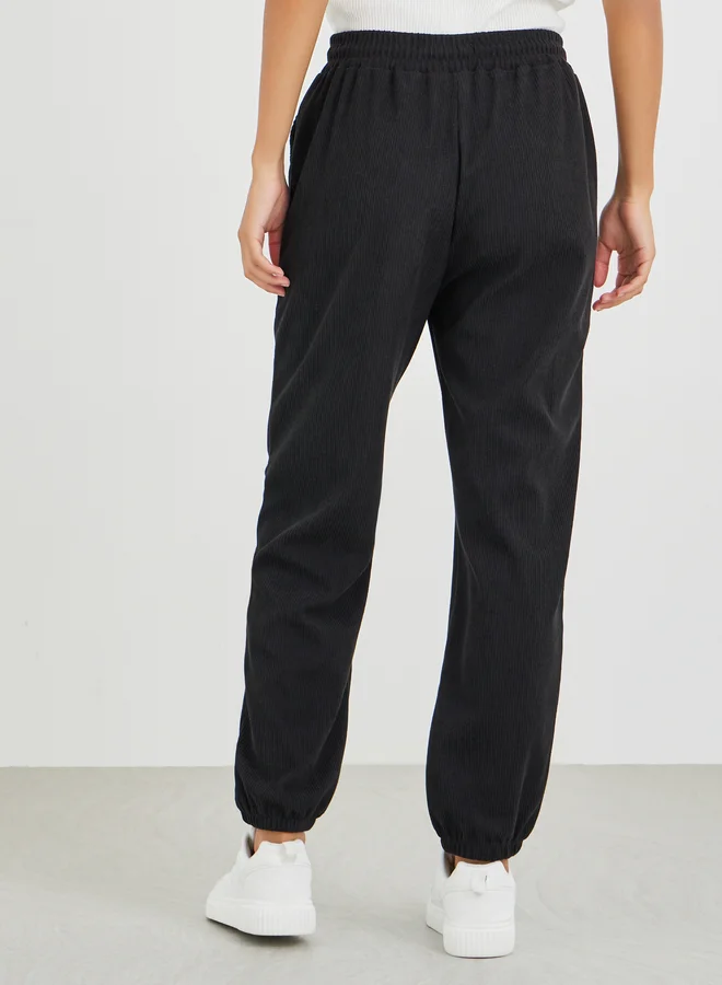 Styli Styli Printed Relaxed Fit Joggers with Drawstring