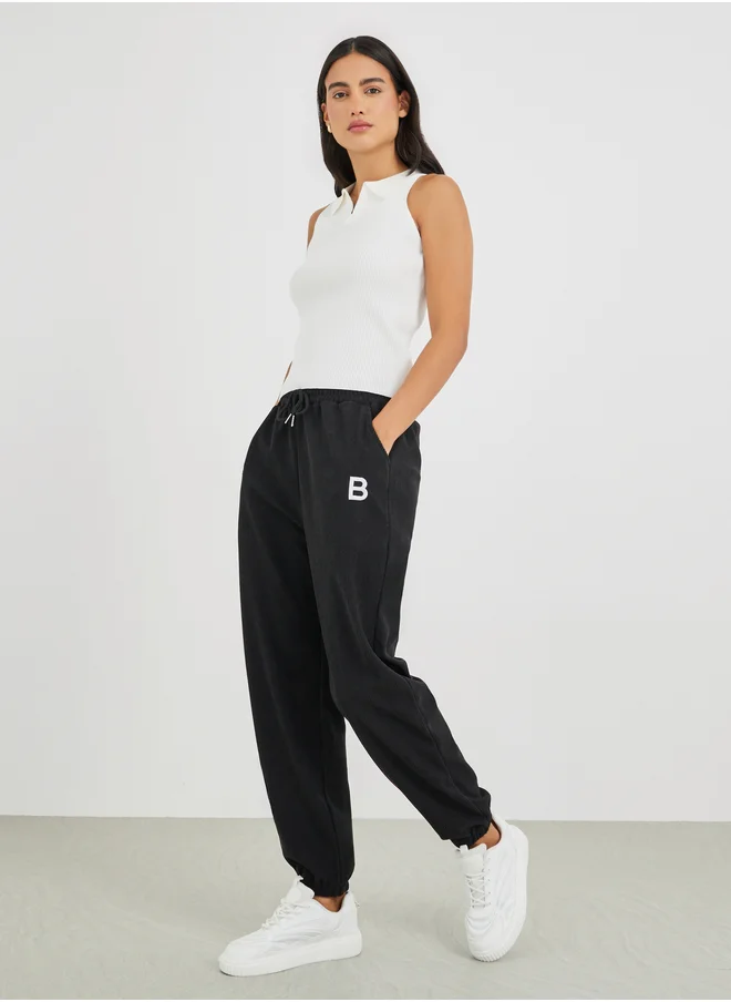 ستايلي Styli Printed Relaxed Fit Joggers with Drawstring