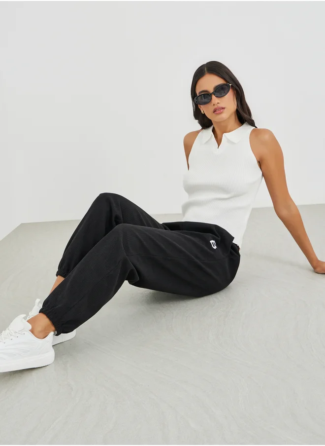 ستايلي Styli Printed Relaxed Fit Joggers with Drawstring