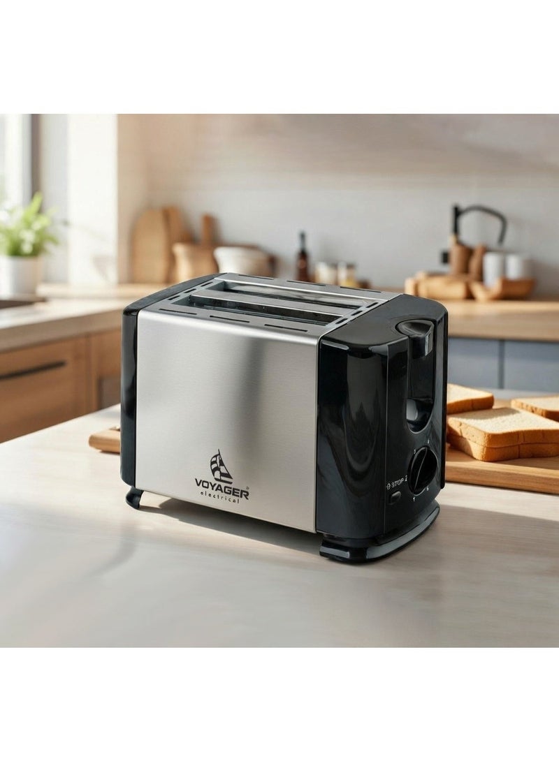 VOYAGER Automatic toaster, fast heating, 2 slices, extra wide slot bread maker with 6 temperature settings, stainless steel breakfast bread maker - Image 2