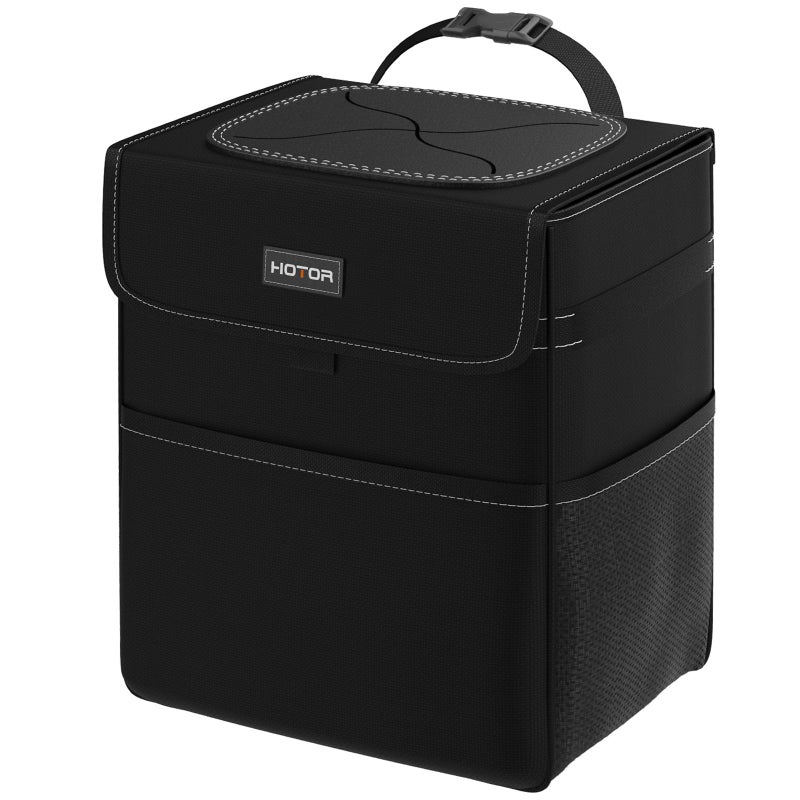 HOTOR Car Trash Can  35 Gallon Ultra Large Car Organizer and Storage with Adjustable Straps  Magnetic Snaps Waterproof Car Accessory for Interior Car Storage with Unrestricted Placement Black