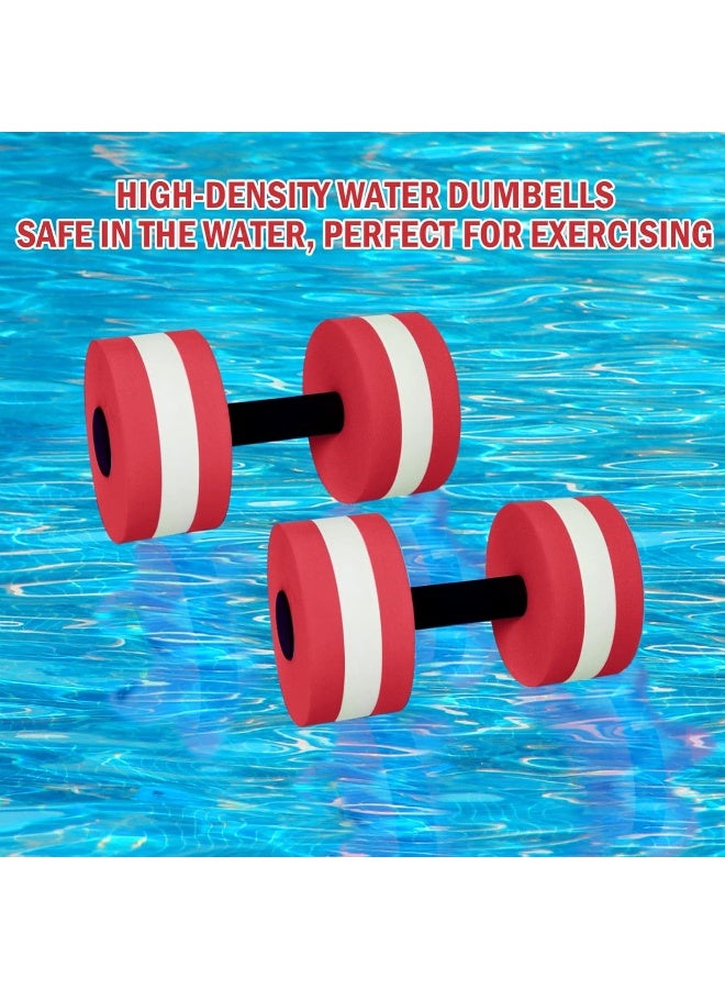 Timoo Aquatic Dumbells Set of 2 Water Dumbbells for Water Aerobics Water Weights for Pool Exercise Set High-Density EVA-Foam Pool Dumbbells, Red - Image 1