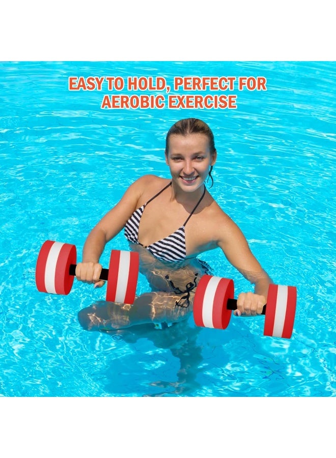 Timoo Aquatic Dumbells Set of 2 Water Dumbbells for Water Aerobics Water Weights for Pool Exercise Set High-Density EVA-Foam Pool Dumbbells, Red - Image 2