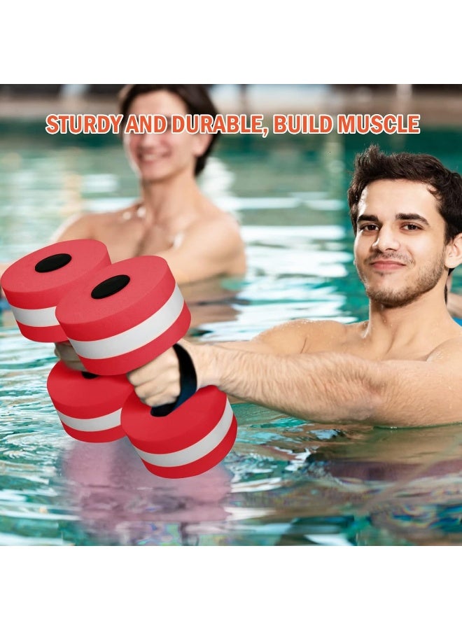 Timoo Aquatic Dumbells Set of 2 Water Dumbbells for Water Aerobics Water Weights for Pool Exercise Set High-Density EVA-Foam Pool Dumbbells, Red - Image 3