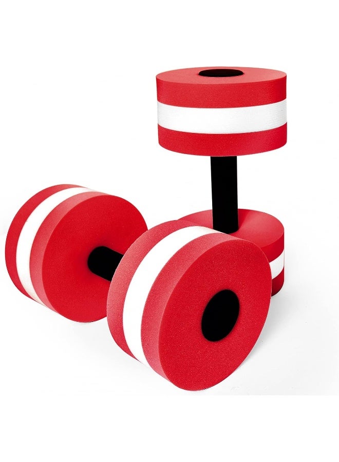 Timoo Aquatic Dumbells Set of 2 Water Dumbbells for Water Aerobics Water Weights for Pool Exercise Set High-Density EVA-Foam Pool Dumbbells, Red - Image 4