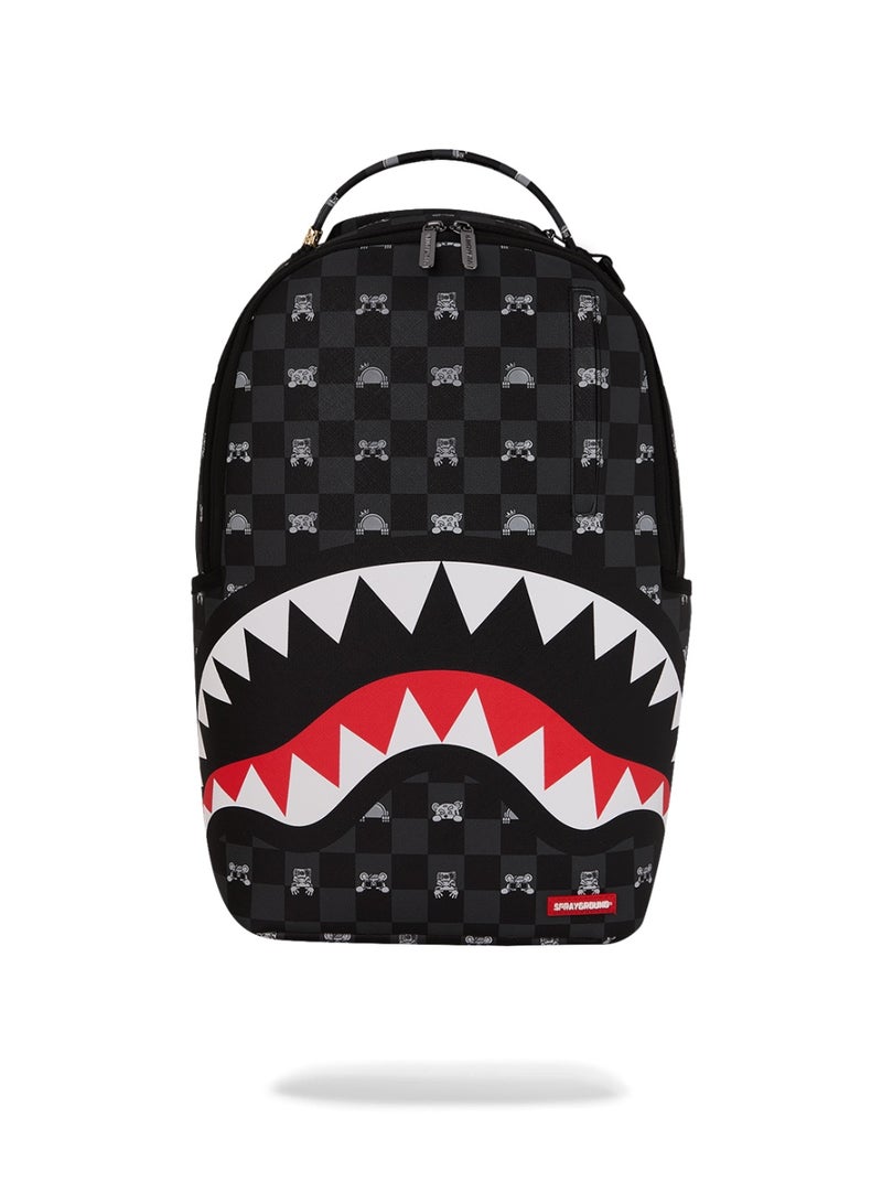 SPRAYGROUND GRAY PEEKING CHARACTER CHECK BACKPACK - Image 1