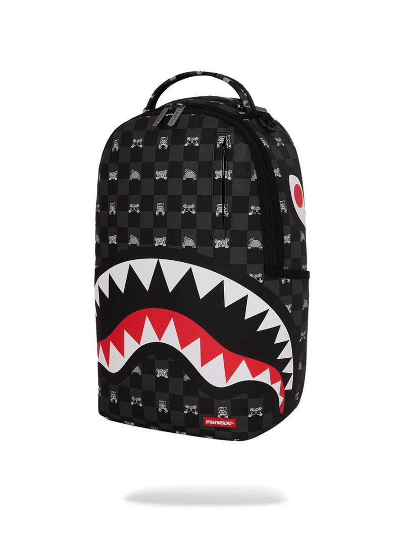 SPRAYGROUND GRAY PEEKING CHARACTER CHECK BACKPACK - Image 5
