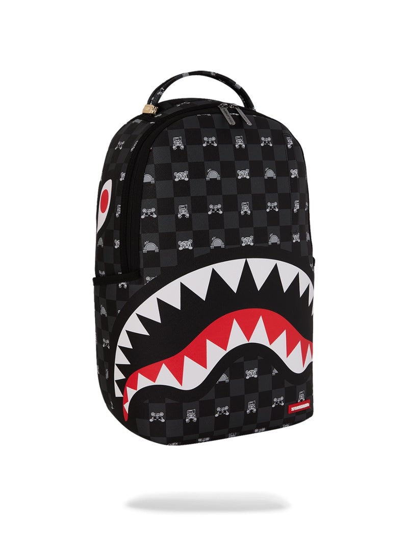 SPRAYGROUND GRAY PEEKING CHARACTER CHECK BACKPACK - Image 2