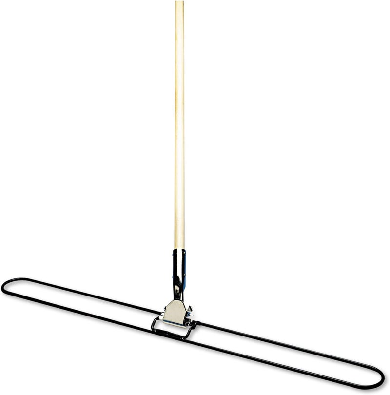 1490 Clip-On Dust Mop Handle, Lacquered Wood, Swivel Head, 1" Dia. x 60in Long