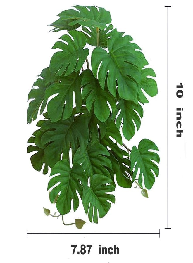 KERUIDENG Reptile Plants for Terrarium Decor, Amphibian Habitat Decor, Snake Tank Accessories, Artificial Hanging Plants with Suction Cup-2 Packs (Fake Monstera) - Image 2