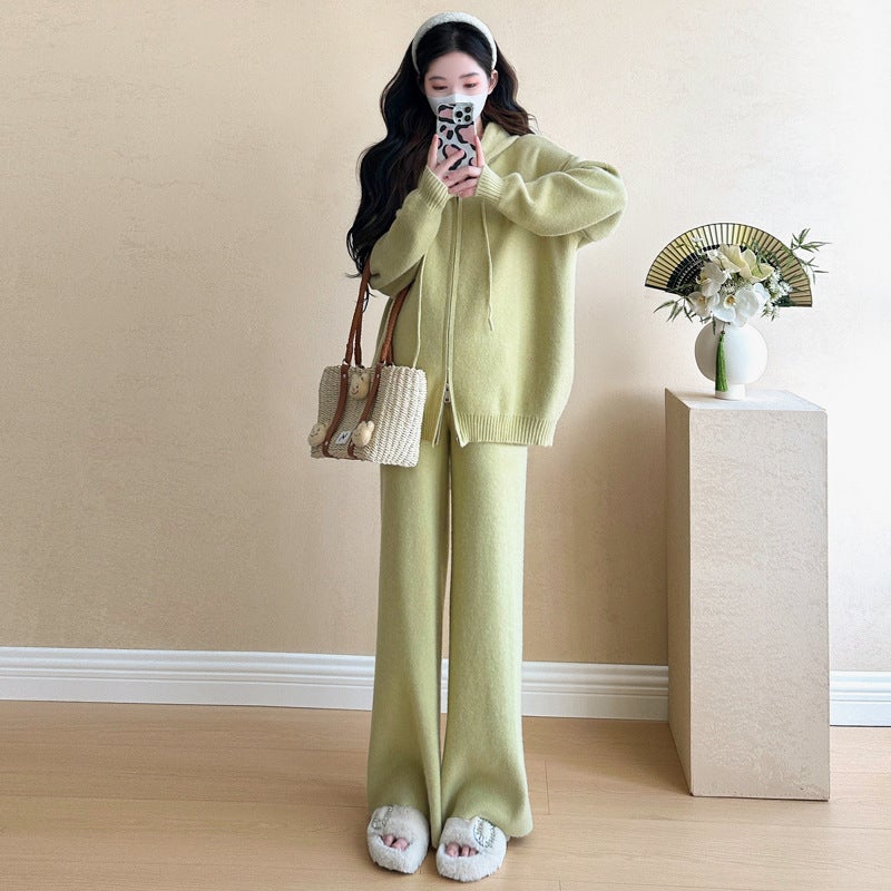 2024 Fashionable Maternity Clothing Set Autumn/Winter Loose-Fit Knit Outerwear Belly Covering Womens Fashion Outerwear Black suit  - Image 4