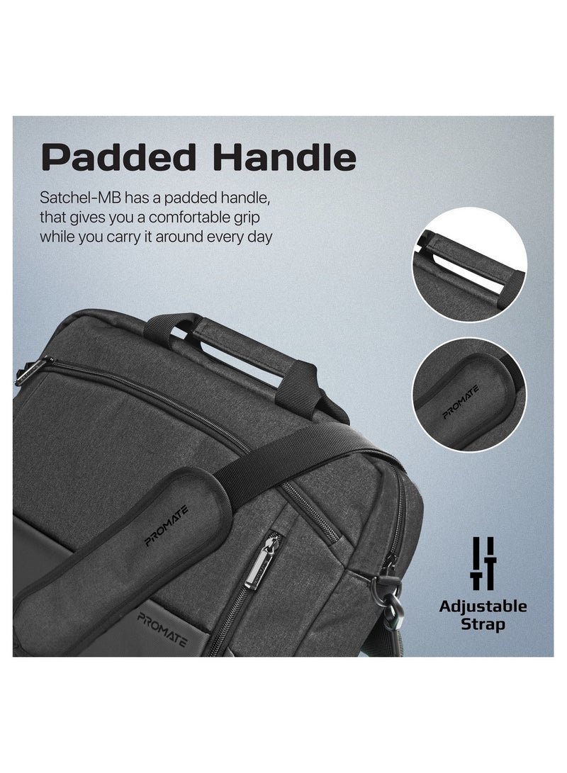 PROMATE Messenger Bag, Lightweight 15.6-Inch Laptop Bag With Secure Zippers, Water-Resistance, Luggage Belt, Front Pocket And Multiple Compartments Black - Image 5
