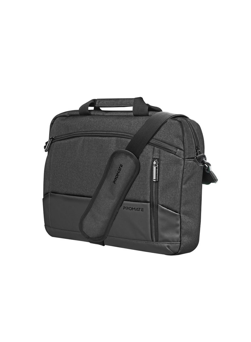 PROMATE Messenger Bag, Lightweight 15.6-Inch Laptop Bag With Secure Zippers, Water-Resistance, Luggage Belt, Front Pocket And Multiple Compartments Black - Image 1