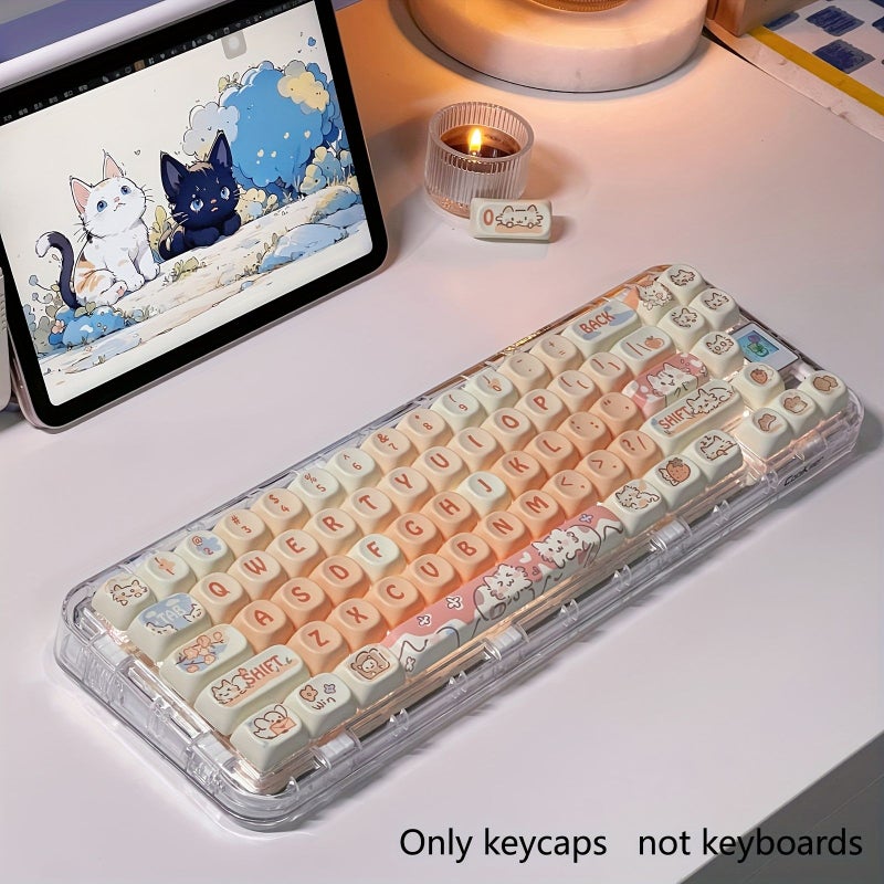 MOA Strawberry Kitten Keycaps 132 Key Pbt Cute Kawaii Girl Style For Mx Switch Gaming Office Gift - Image 3