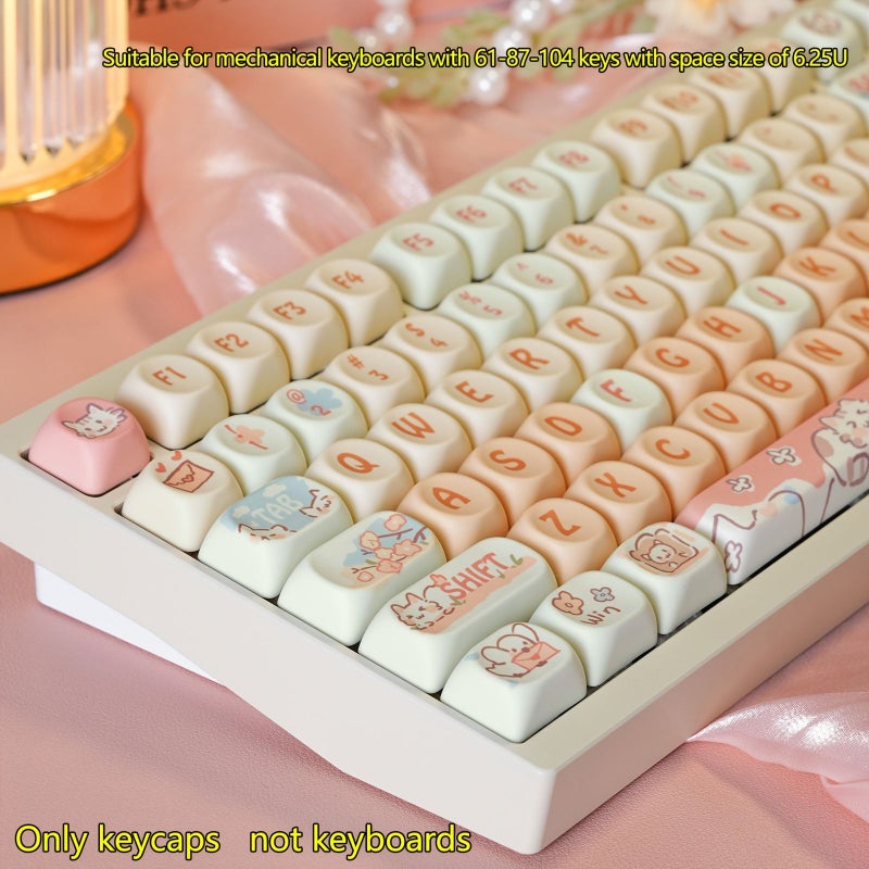 MOA Strawberry Kitten Keycaps 132 Key Pbt Cute Kawaii Girl Style For Mx Switch Gaming Office Gift - Image 4