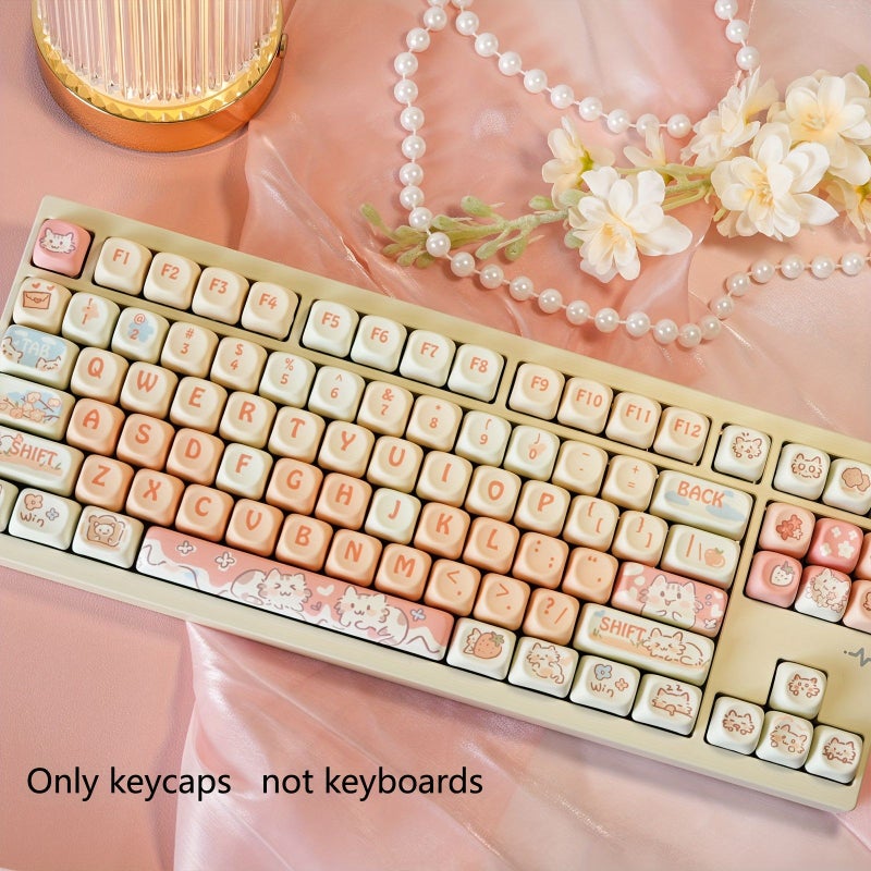 MOA Strawberry Kitten Keycaps 132 Key Pbt Cute Kawaii Girl Style For Mx Switch Gaming Office Gift - Image 5