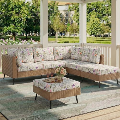 hyha Printed Couch Cushion Covers Floral Sofa Covers Washable for 3 Cushion Couch Stretch Pattern Outdoor Cushion Covers for Patio Furniture with Elastic BottomLarge Sage Wild Green - Image 3
