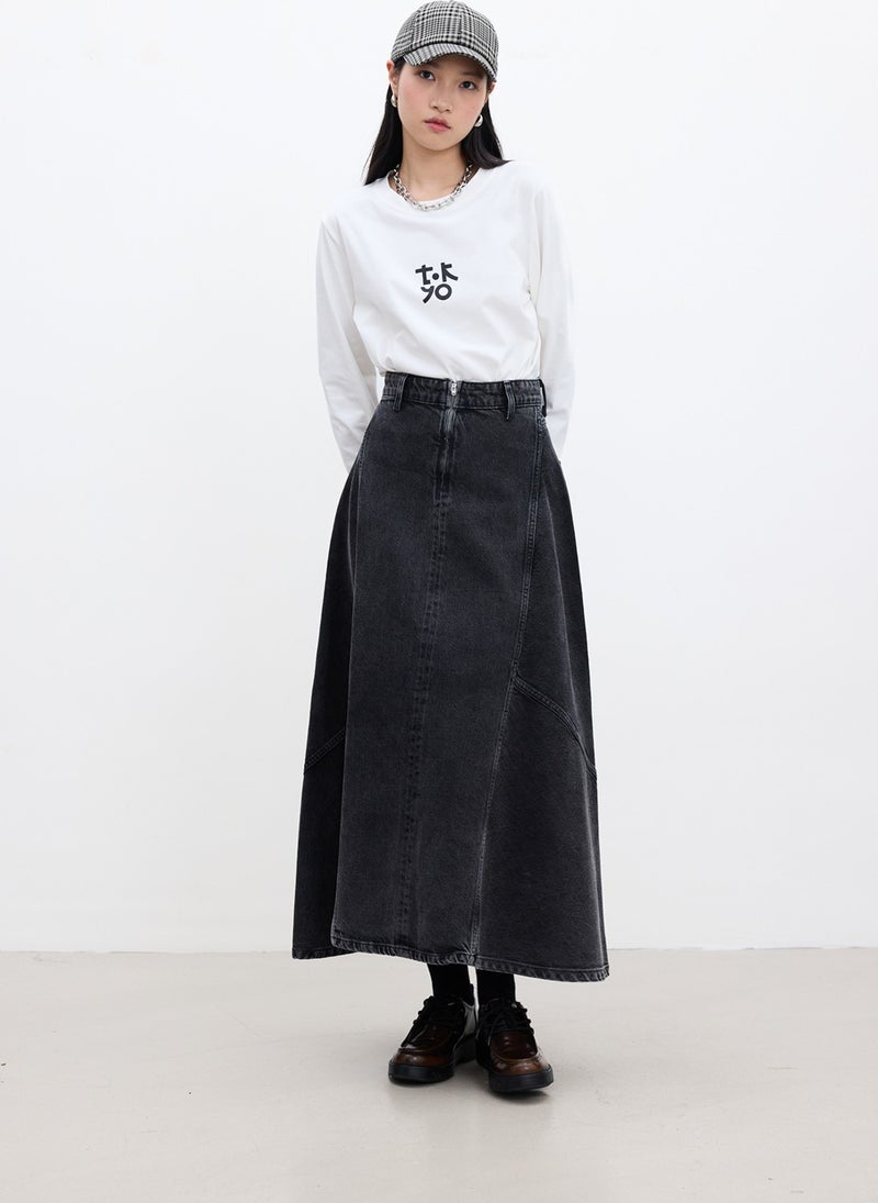 Manuka Flounce Denim Skirt Black  - Image 1