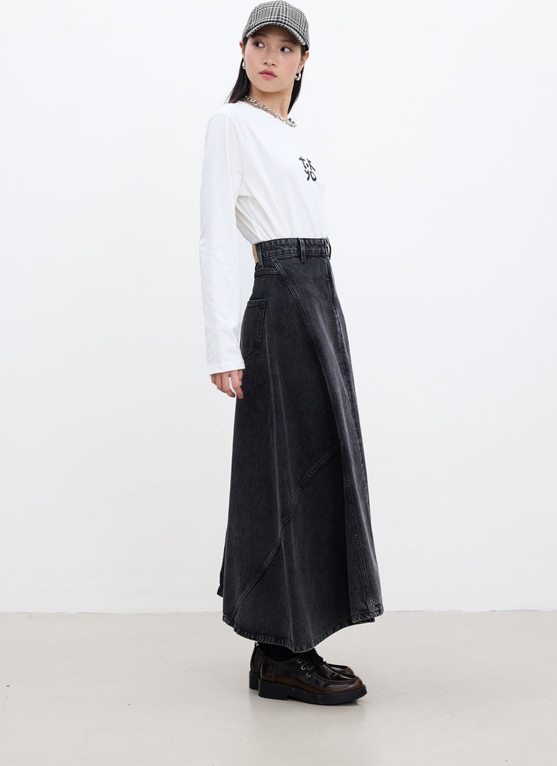 Manuka Flounce Denim Skirt Black  - Image 5