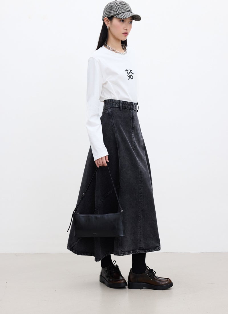 Manuka Flounce Denim Skirt Black  - Image 3