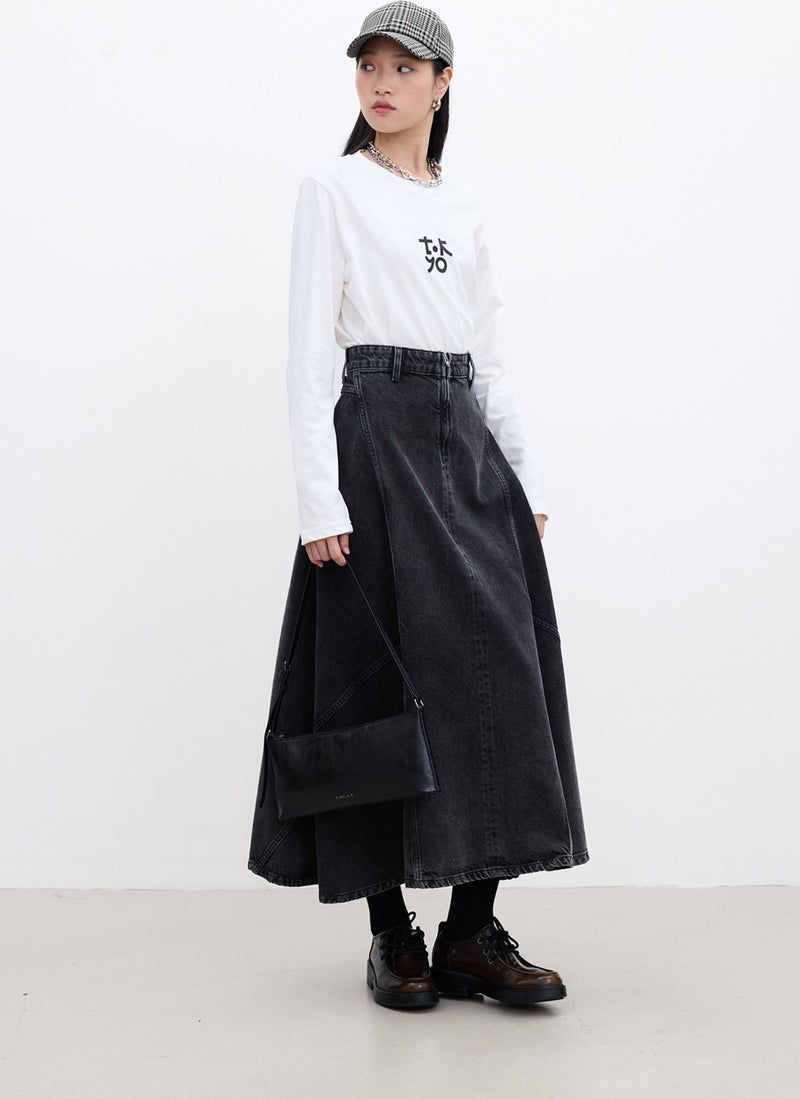 Manuka Flounce Denim Skirt Black  - Image 2