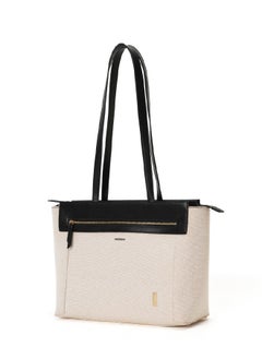 Mokobara MOKOBARA | The Dawn Tote Shoulder Bag Fits Upto 14" Laptop, Perfect for Work & Daily Use, Crafted with Vegan Leather, Designed for Women (Cotton Cloud)  - Image 1
