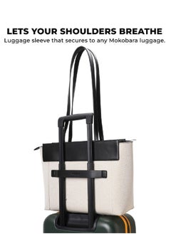 Mokobara MOKOBARA | The Dawn Tote Shoulder Bag Fits Upto 14" Laptop, Perfect for Work & Daily Use, Crafted with Vegan Leather, Designed for Women (Cotton Cloud)  - Image 4