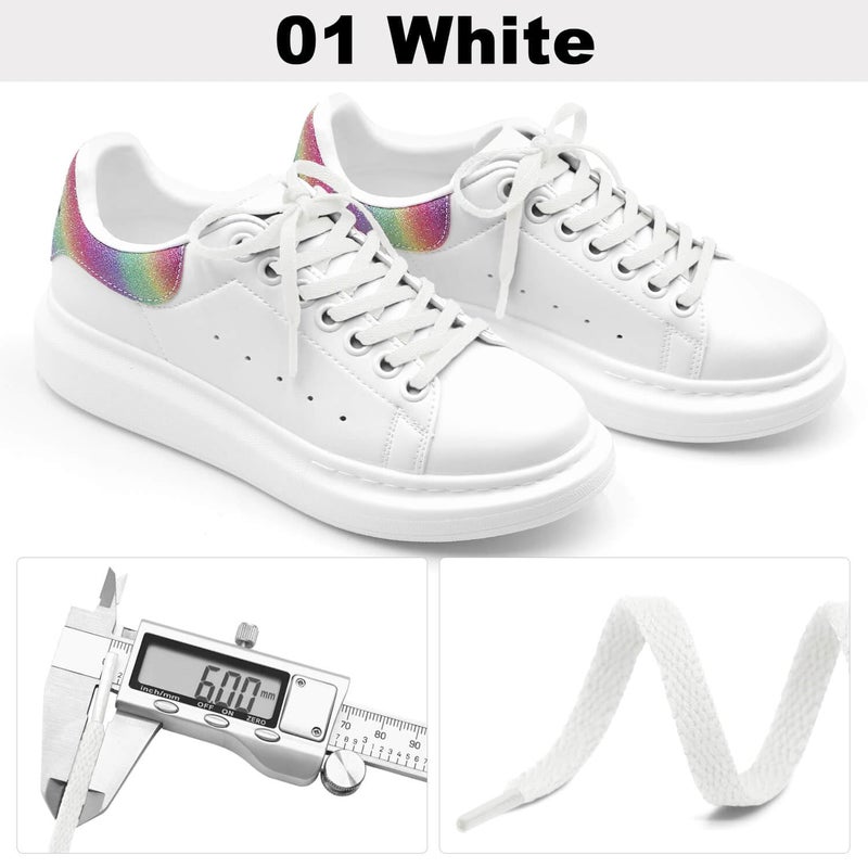 DELELE Flat Shoe Laces for Sneakers: 43 inch White 6/25 inch Narrow Athletic Shoelaces 2 Pair - Image 3
