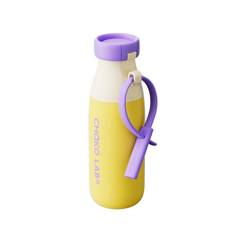 CHAKO LAB Insulated Ceramic liner Water Bottle with Two Strap | BPA-Free Leak Proof | 17oz Bottle with Spout Lid & Straw | pineapple - Image 1