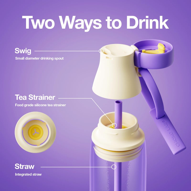 CHAKO LAB Insulated Ceramic liner Water Bottle with Two Strap | BPA-Free Leak Proof | 17oz Bottle with Spout Lid & Straw | pineapple - Image 5