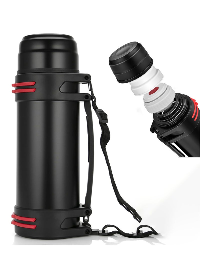 موندا ترمس كبير بسعة 2000 مل، زجاجة مياه من الفولاذ المقاوم للصدأ، غلاية سفر ساخنة وباردة، ترمس للشاي والقهوة، مناسب للاستخدام في الهواء الطلق لمدة 48 ساعة، يحافظ على الدفء والبرودة للعائلة والأنشطة الخارجية - Image 1