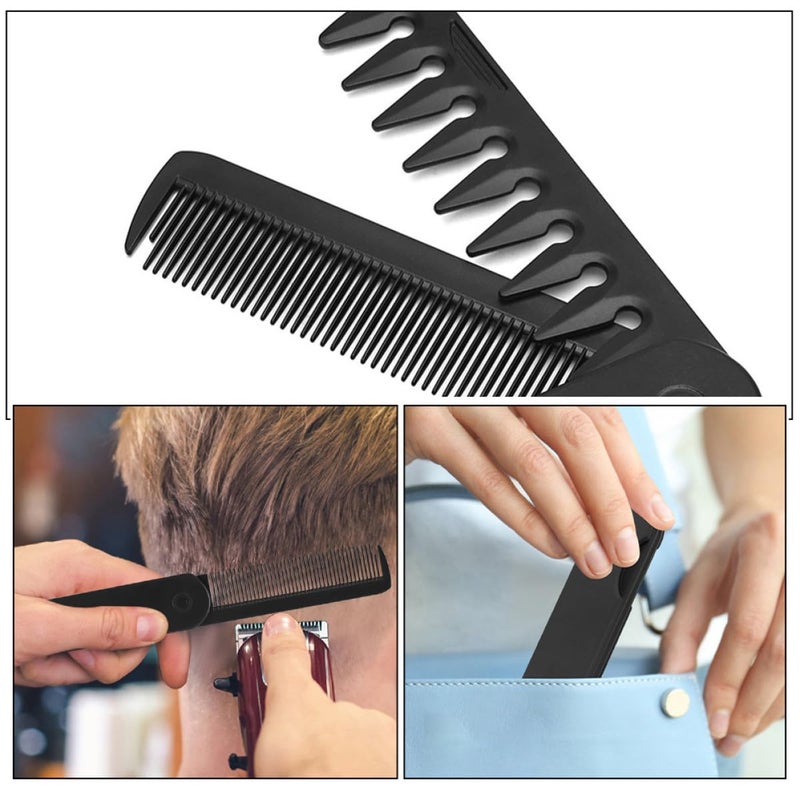 Portable Folding Hair Comb Set 2Pcs Wide Fine Tooth Travel Comb for Men Women - Image 4
