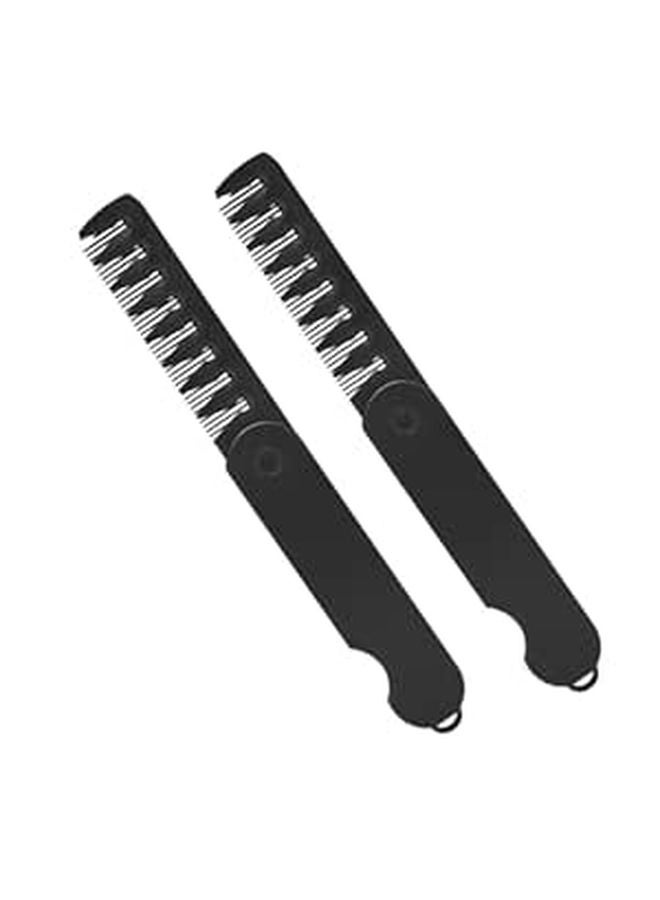 Portable Folding Hair Comb Set 2Pcs Wide Fine Tooth Travel Comb for Men Women - Image 1