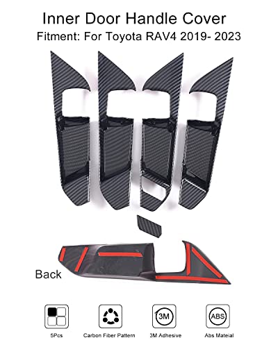 YAKANEY for Toyota RAV4 2025 2024 2023 2022 2021 2020 2019 Interior Door Handle Cover, Inner Protective Sratches- Proof Door Handle Trim for RAV-4- - Carbon - Image 2