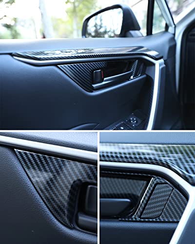 YAKANEY for Toyota RAV4 2025 2024 2023 2022 2021 2020 2019 Interior Door Handle Cover, Inner Protective Sratches- Proof Door Handle Trim for RAV-4- - Carbon - Image 4