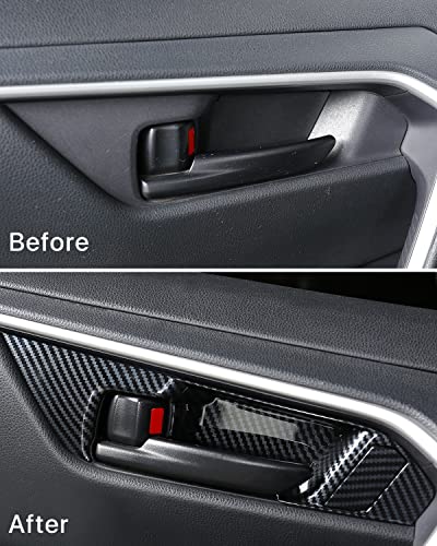 YAKANEY for Toyota RAV4 2025 2024 2023 2022 2021 2020 2019 Interior Door Handle Cover, Inner Protective Sratches- Proof Door Handle Trim for RAV-4- - Carbon - Image 5
