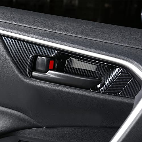 YAKANEY for Toyota RAV4 2025 2024 2023 2022 2021 2020 2019 Interior Door Handle Cover, Inner Protective Sratches- Proof Door Handle Trim for RAV-4- - Carbon - Image 3