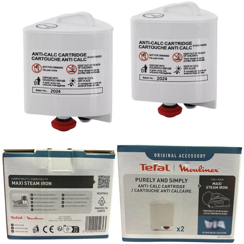ابحث عن بديل لخرطوشة فلتر AntiCalc لحديد البخار Tefal Purely and Simply SV5011 SV5021 SV5022 عبوة من 2 XD9030E0 غير متوافق مع موديلات FASTEO