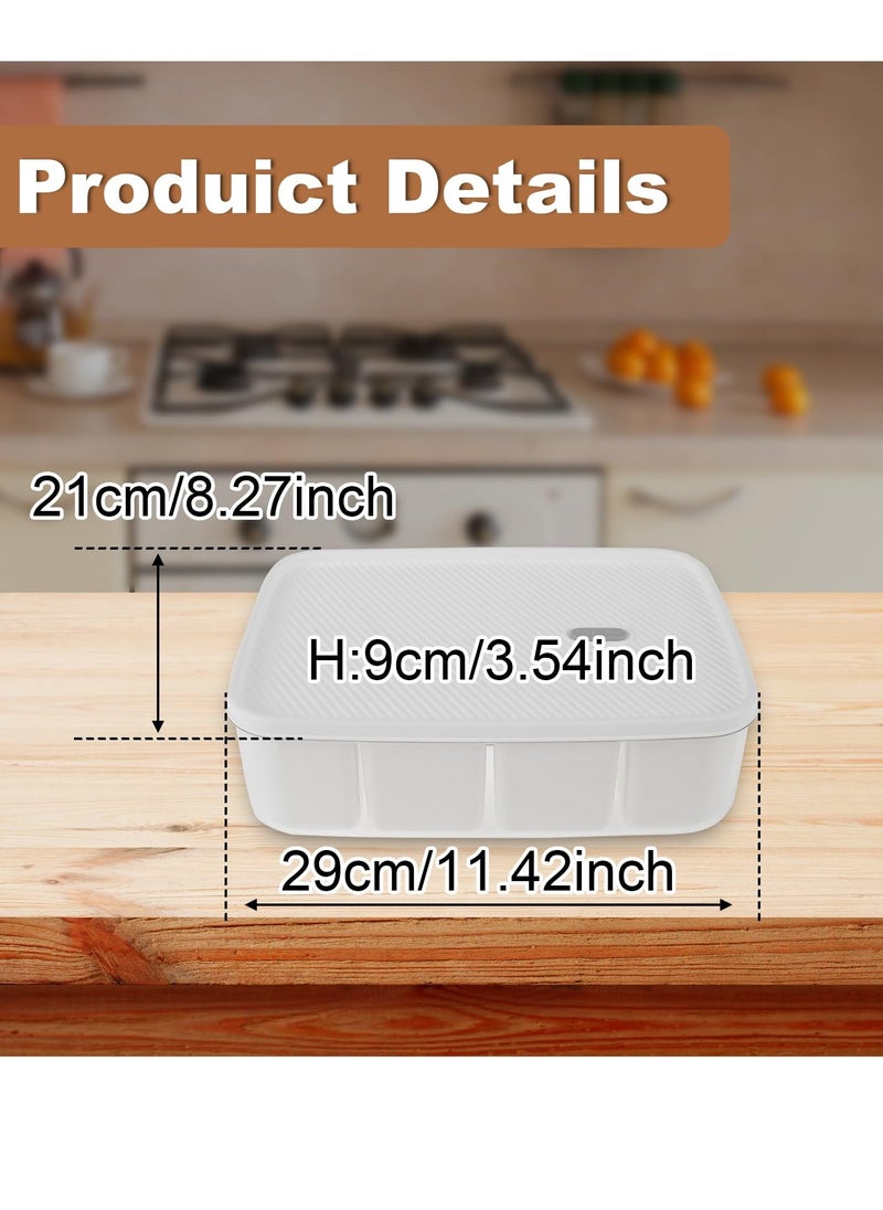 Excefore - Divided Serving Tray with Lid, 8-Compartment Rectangular Snack Box Container, Snack Serving Platter for Home, 11.4×8.3×3.5 Inches - Image 1