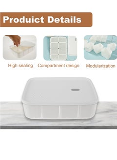 Excefore Divided Serving Tray with Lid, 8-Compartment Rectangular Snack Box Container, Snack Serving Platter for Home, 11.4×8.3×3.5 Inches  - Image 2