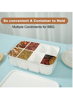 Excefore Divided Serving Tray with Lid, 8-Compartment Rectangular Snack Box Container, Snack Serving Platter for Home, 11.4×8.3×3.5 Inches  - Image 3