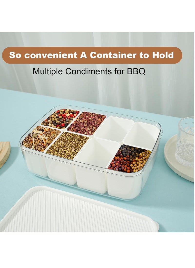 Excefore - Divided Serving Tray with Lid, 8-Compartment Rectangular Snack Box Container, Snack Serving Platter for Home, 11.4×8.3×3.5 Inches - Image 1