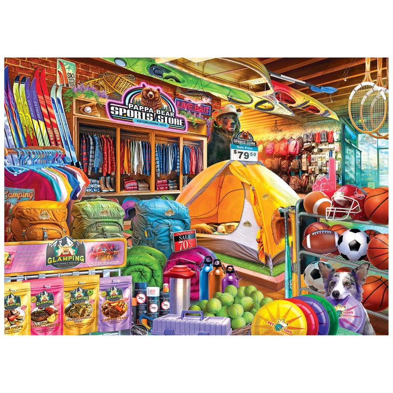 Roseart Kodak Premium 1000 Piece Jigsaw Puzzle For Adults - Papa Bear Sporting Goods - Colorful Outdoor Camping & Sports Store Scene - Rich  Vivid Colors - 26.625 X 19.25 Inches - Image 1