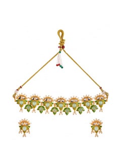 فويلا مجموعة مجوهرات VOYLLA Forever More Green Stones and Pearls المطلية بالمينا  - Image 1