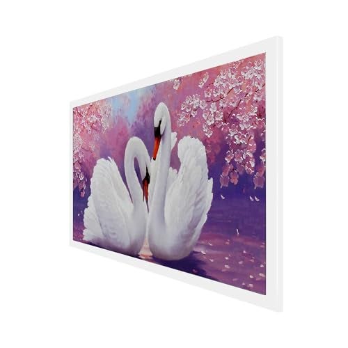 DEKORSTATION Swan Couple Canvas Wall Painting for Home and Office Décor|Swan Painting Vastu|Painting for Wall Decoration|Swan Couple Painting|Swan Painting with Frame|Size: 12x24 Inch (FF_82DS) - Image 3