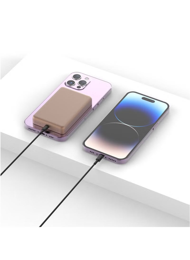 10000mAh MagSafe Aluminum Power Bank PD 20W / Compact Design / 15W Wireless Output / Simultaneous Charging / Input & Output / Li-polymer Battery - Desert Titanium