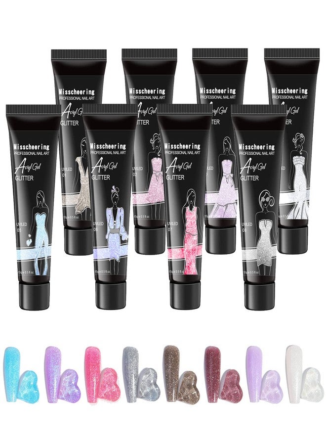 RoseFlower Pearl Glitter Poly Nail Gel Set 8 Colors Poly Nail Extension Gel Kit Builder Nails Enhancement Gel for Beginner Professional French Art Design Salon DIY at Home #2 - Image 1