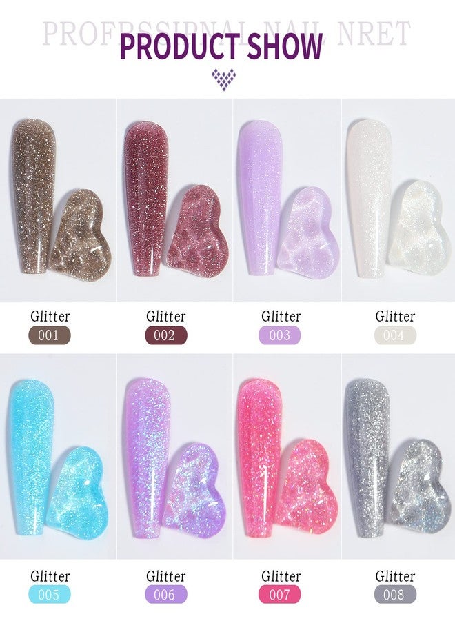RoseFlower Pearl Glitter Poly Nail Gel Set 8 Colors Poly Nail Extension Gel Kit Builder Nails Enhancement Gel for Beginner Professional French Art Design Salon DIY at Home #2 - Image 2